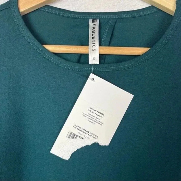 Fabletics Teal Blue Green Millie Open Back Long Sleeve T-Shirt S - Picture 6 of 6